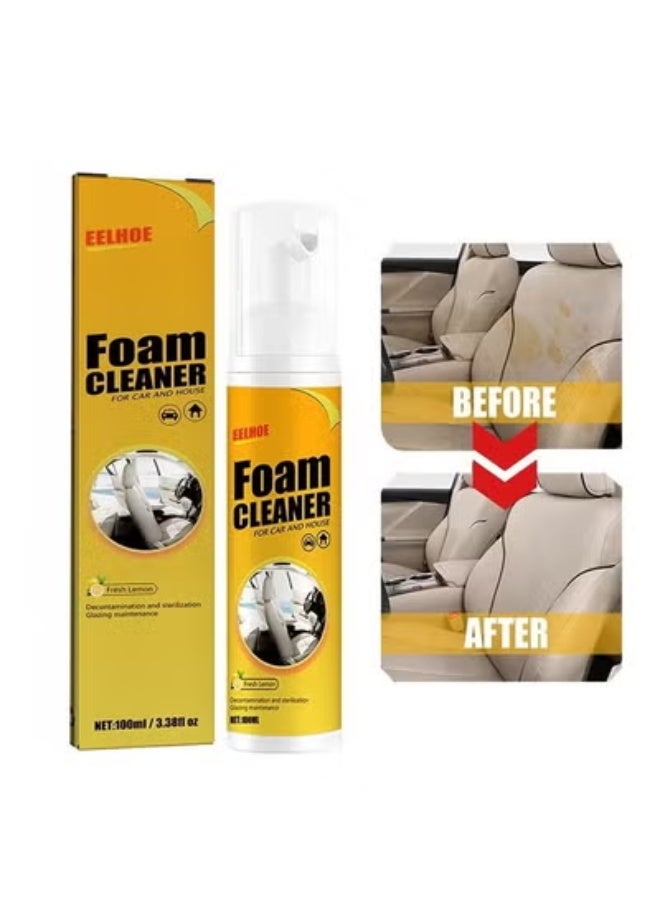 EELHOE Foam Cleaner For Car And House 100ml -Multifunctional No Flushing Car Interior Cleaning,Grease-Free Cleaner All Purpose Foam Cleaner Spray Lemon Flavor For Car House Kitchen - Image 1